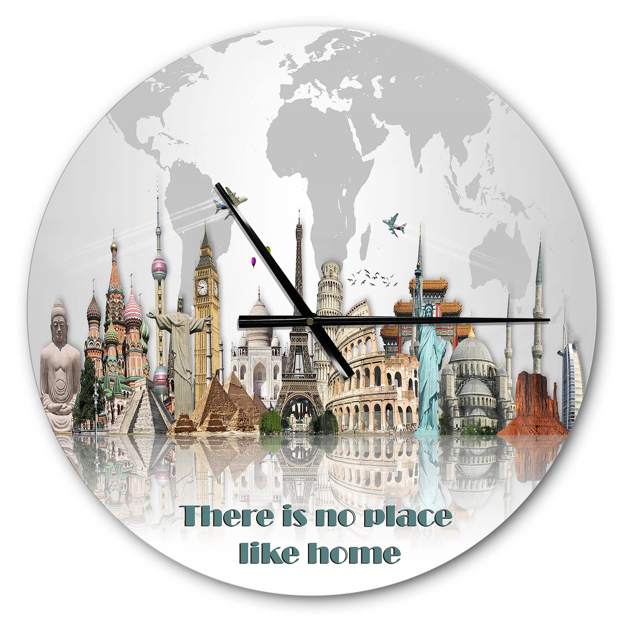 Designart 'There Is No Place Like Home World Tour Vintage Wall Clock